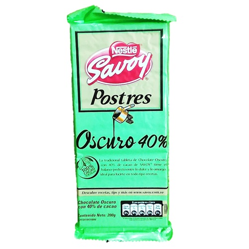 Savoy Postres Oscuro 40% (200Gr)