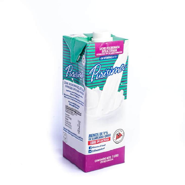 Leche Descremada Deslactosada Purisima 1lt