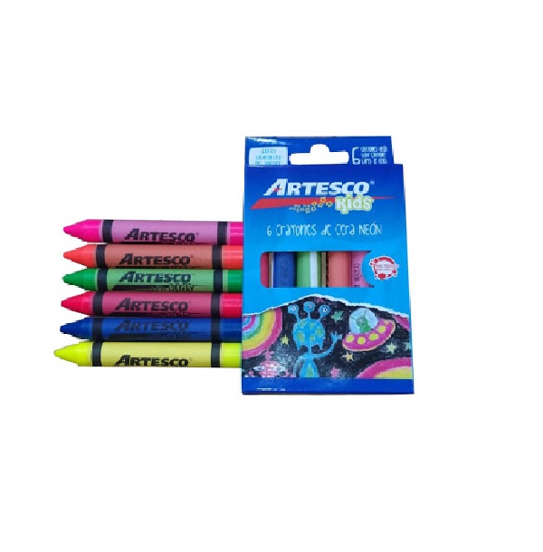 Crayones De Cera Jumbo Neon Artesco 6 Und