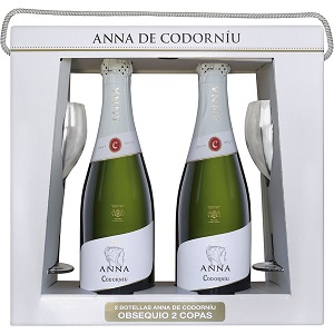 2 Espumantes Español Cava Anna de Codorníu 750 Ml + 2 Copas
